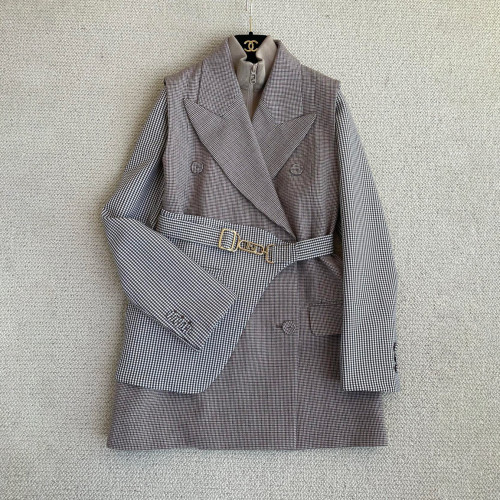 NIGO Fendi Women's Women's Spring/Fall Fashion Classic V-Neck Detachable Belt Long Sleeve Jacket Vest Blazer Jacket #nigo78676