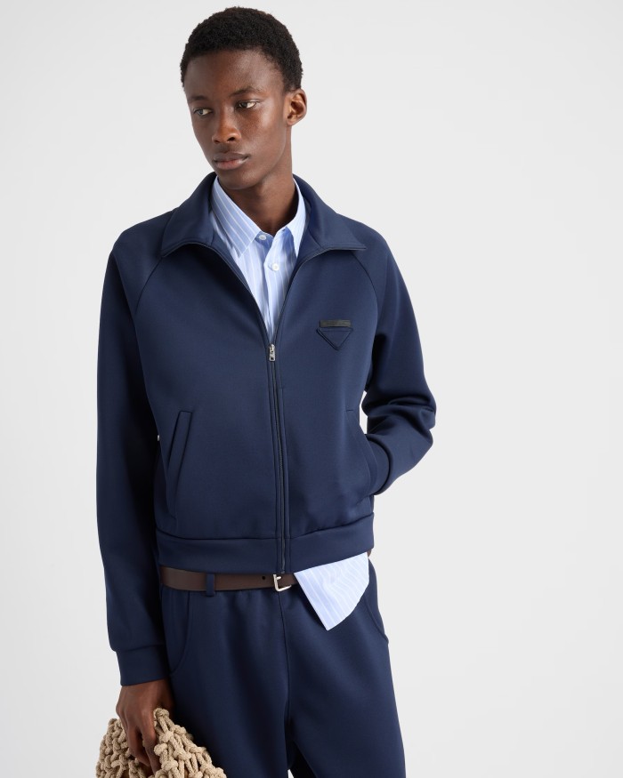 NIGO Prada Men's Spring/Fall Fashion Casual Solid Color Stand Up Collar Zipper Fabric Jacket  Solid-Color Elastic Waist Casual Suit Pants Suit Set #nigo78677