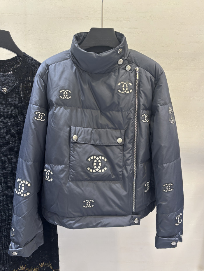 NIGO Chanel Women's Winter Fashion Casual Stand Collar Zipper Solid Color Logo Vintage-Style Goose Down Jacket #nigo78684