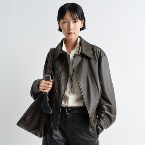 NIGO Lemaire Women's Men's Autumn And Winter Cream White Loose Pilot Leather Jacket Solid Color Fashion Trend Casual Lapel Long Sleeve Zipper Jacket Ngvp #nigo2453