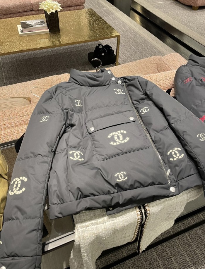 NIGO Chanel Women's Winter Fashion Casual Stand Collar Zipper Solid Color Logo Vintage-Style Goose Down Jacket #nigo78684