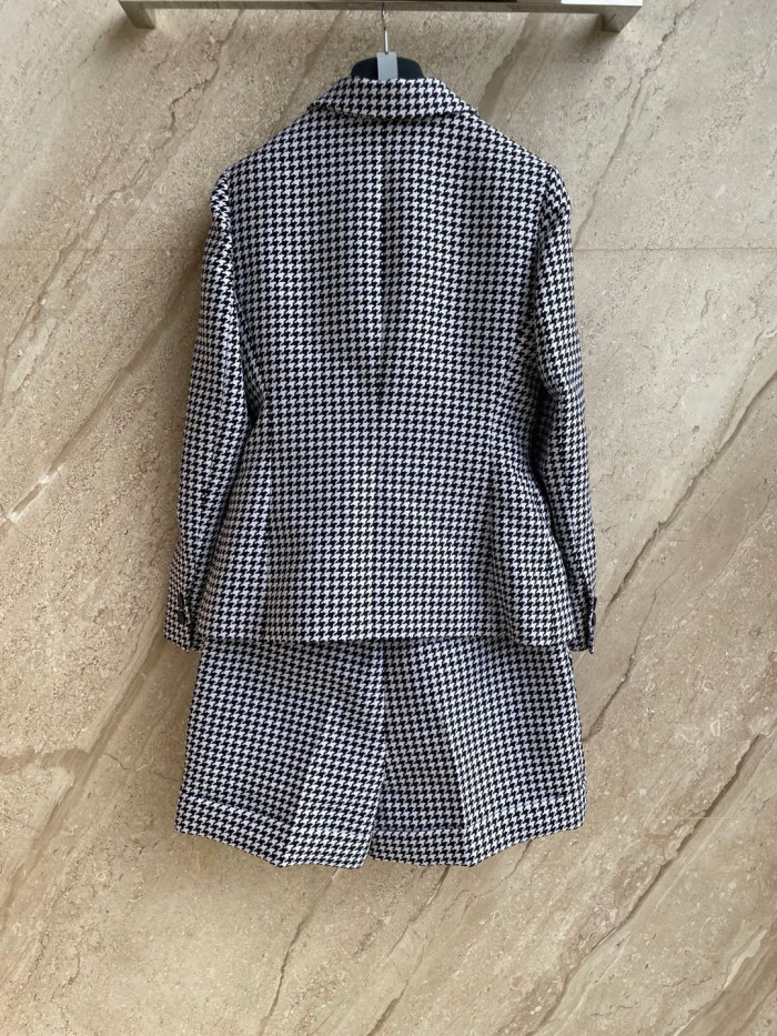 NIGO Dior Women's Stylish Classic V-Neck Single-Breasted Houndstooth Wool Blazer Jacket #nigo78675