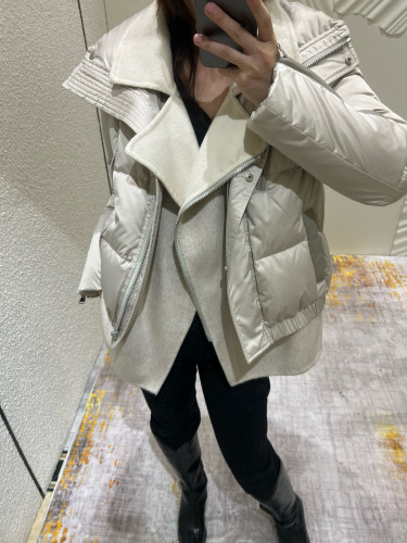 NIGO Loro Piana Women's Fall/Winter Double-Faced Cashmere-Blend Faux Two-Piece Solid Color Stand Collar Zipper Long Sleeve Puffer Down Jacket Ngvp #nigo2361