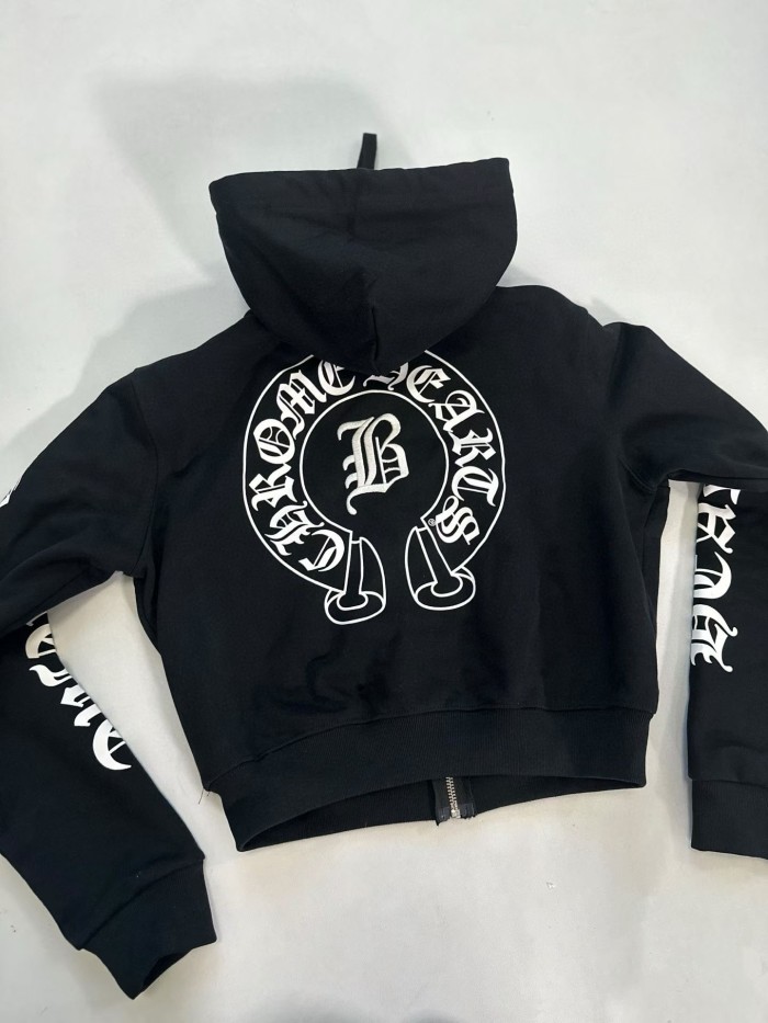 NIGO Chrome Hearts Women's And Men's  Spring/Fall Fashion Casual Solid Color Letter Print Hooded Zipper Short Jacket #nigo78689