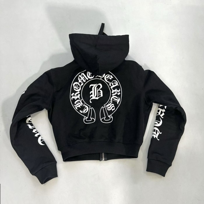 NIGO Chrome Hearts Women's And Men's  Spring/Fall Fashion Casual Solid Color Letter Print Hooded Zipper Short Jacket #nigo78689