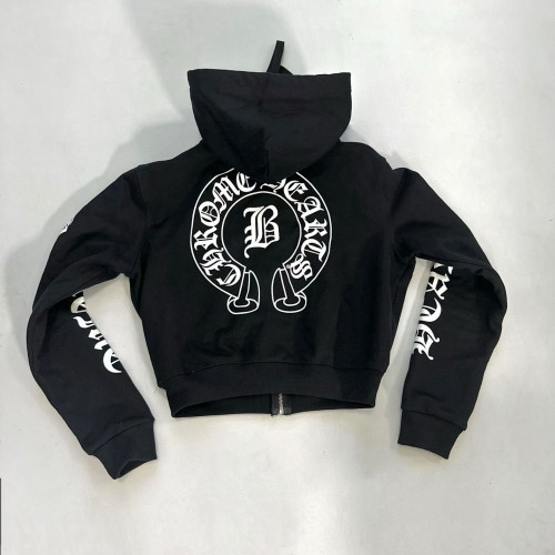 NIGO Chrome Hearts Women's And Men's  Spring/Fall Fashion Casual Solid Color Letter Print Hooded Zipper Short Jacket #nigo78689