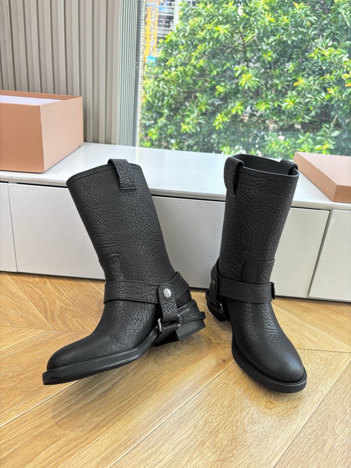 NIGO MiuMiu Women's Fall/Winter Classic Solid Color Leather Vintage Rider Chelsea Ankle Boots Shoe #nigo78719