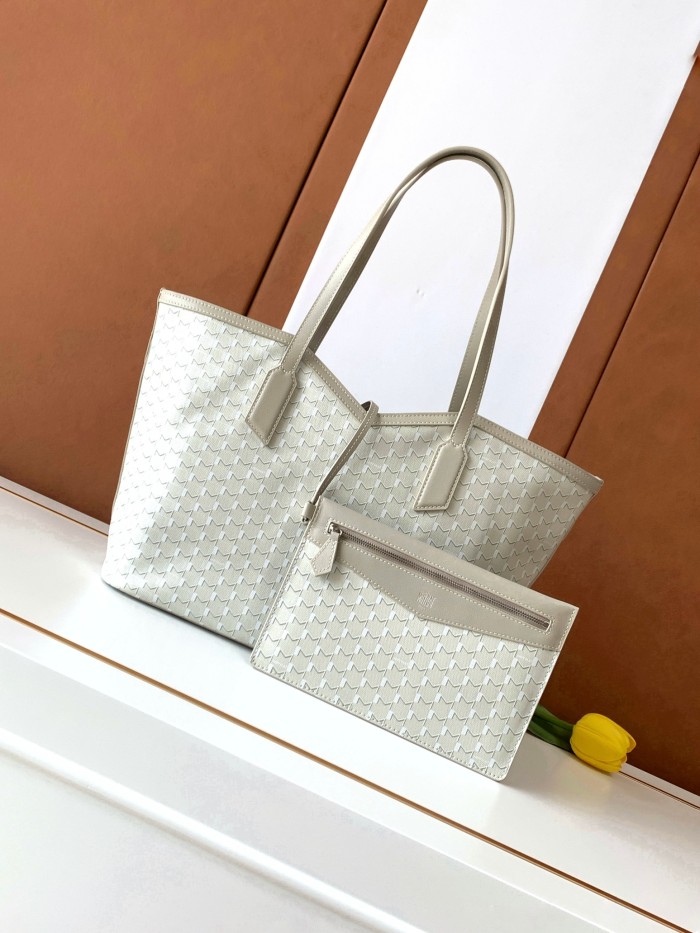 NIGO Moynat M Canvas Women's Classic Fashion Gray Canvas Tote Bag With Hook Closure Dual Use Handle And Shoulder Strap Bag Bags #nigo78699
