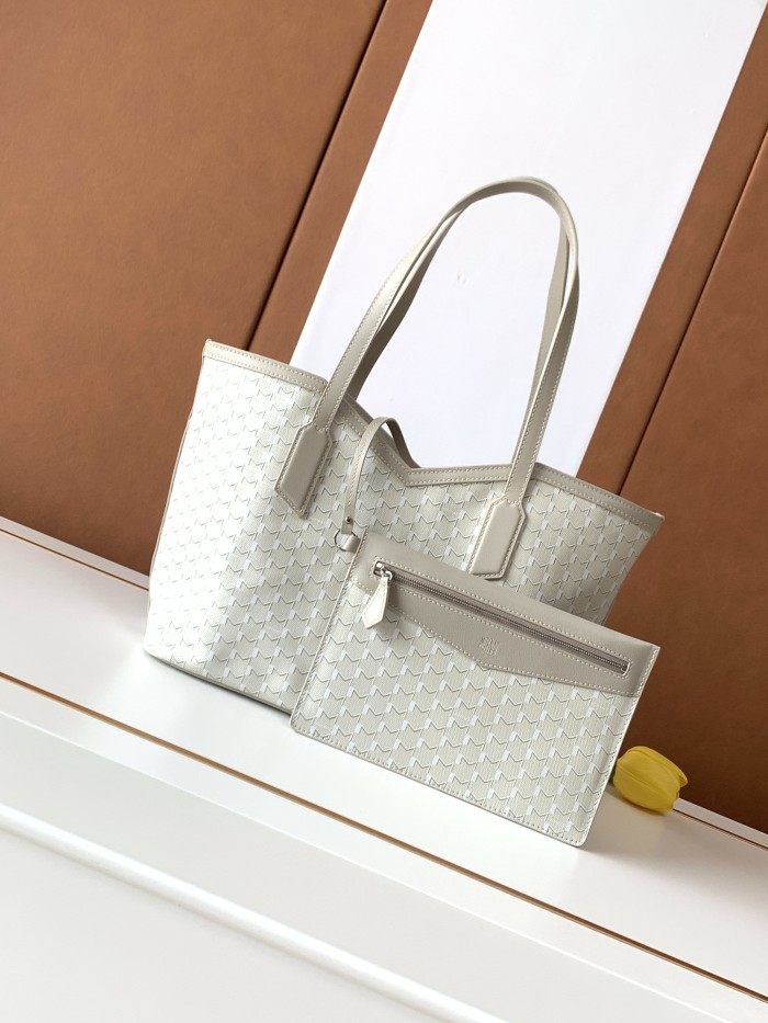 NIGO Moynat M Canvas Women's Classic Fashion Gray Canvas Tote Bag With Hook Closure Dual Use Handle And Shoulder Strap Bag Bags #nigo78699