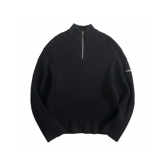 NIGO Balenciaga Men's And Women's Spring/Fall Fashion Classic Solid Color High-Neck Pullover Half Zip Ribbed Sweater #nigo78716