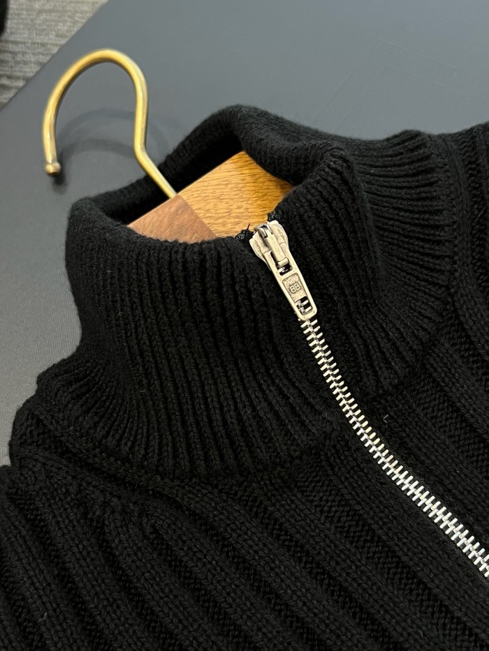 NIGO Balenciaga Men's And Women's Spring/Fall Fashion Classic Solid Color High-Neck Pullover Half Zip Ribbed Sweater #nigo78716