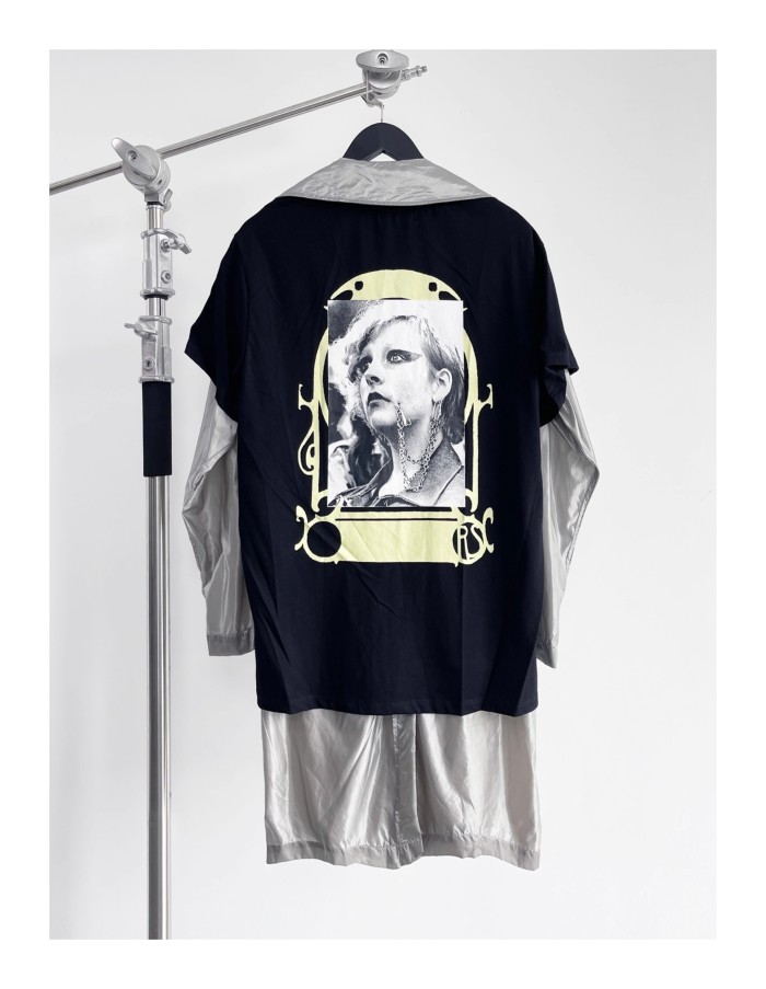 NIGO Raf Simons Men's Spring And Summer Punk Fake Two Pieces Splicing Silver Poplin Long Trench Coat Loose Jacket Ngvp #nigo2464