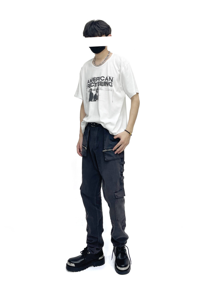 NIGO Raf Simons Men's Fall And Winter Retro Washed And Old Splicing Leggings Slim Casual Pants High Street Trend Pocket Tie Pants Ngvp #nigo2461
