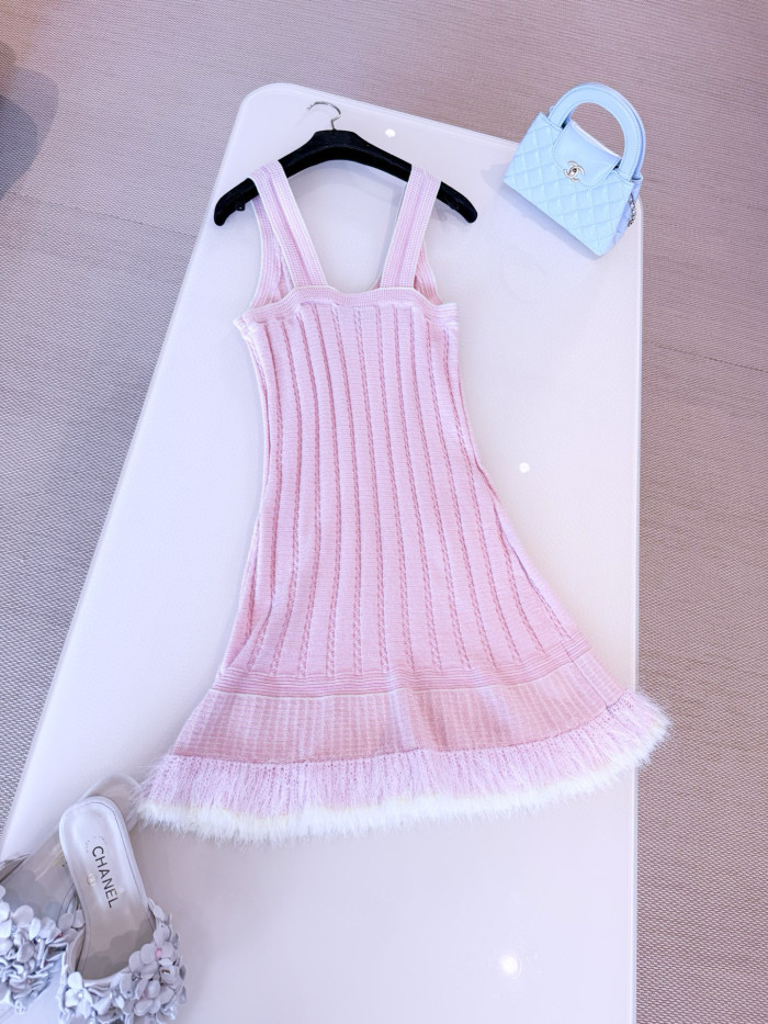 NIGO Chanel Women's Summer Knitted Vest Dress Solid Color Round Neck Sleeveless Flared Dresses Ngvp #nigo2368