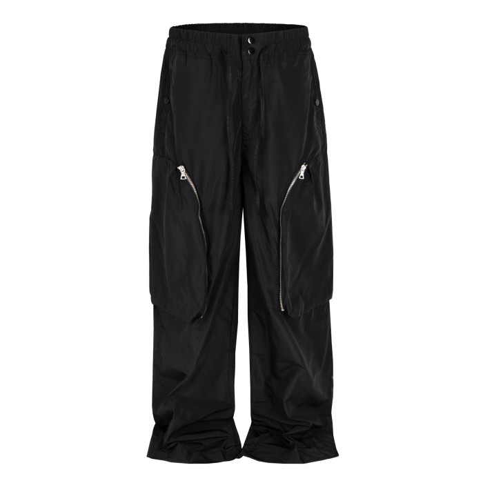 NIGO Dries Van Noten DVN Men's Spring And Summer Three-dimensional Cutting 3d Large Pockets Zipper Drawstring Nylon Work Pants Loose Straight Wide-leg Pants Casual Pants Ngvp #nigo2469