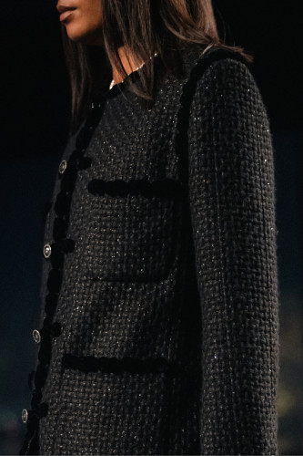 NIGO Chanel Women's Spring/Fall Vintage Embroidered Tweed Single-Breasted Color-Blocked Crew Neck Long-Sleeve Jacket Ngvp #nigo2372