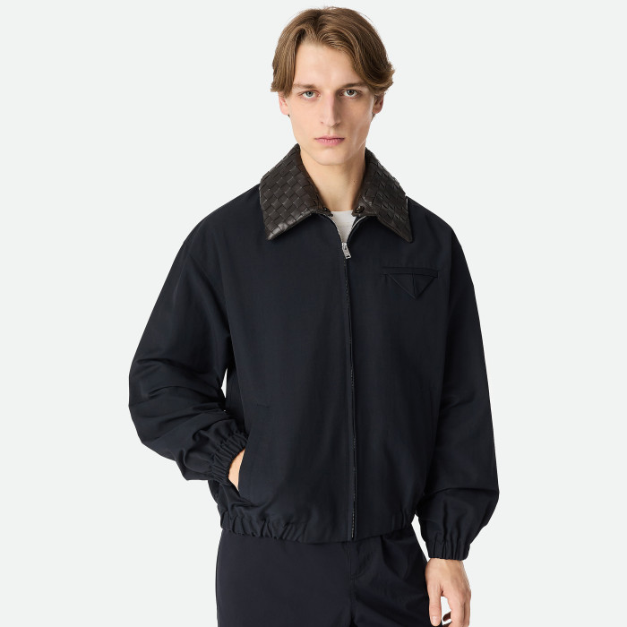 NIGO Bottega Veneta Men's Tech Cotton Zipper Woven Leather Collar Spring/Fall Solid Color Zipper Long Sleeve Jacket Ngvp #nigo2367