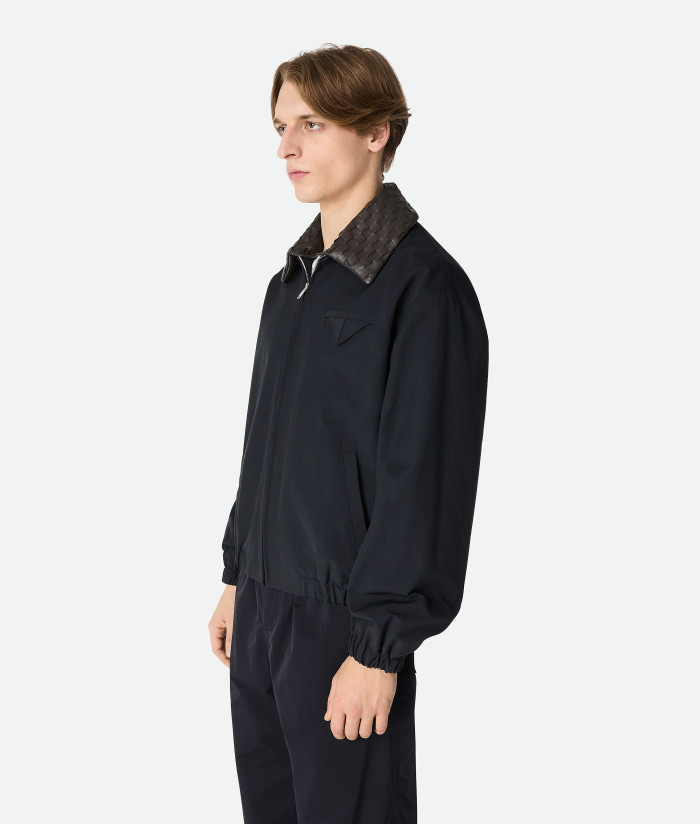 NIGO Bottega Veneta Men's Tech Cotton Zipper Woven Leather Collar Spring/Fall Solid Color Zipper Long Sleeve Jacket Ngvp #nigo2367