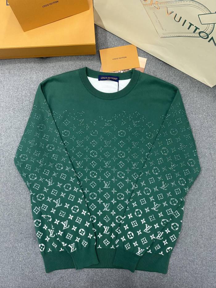 NIGO Louis Vuitton Men's Spring/Fall Fashion Casual Classic Vintage Floral Gradient Round Neck Knit Sweater #nigo78733