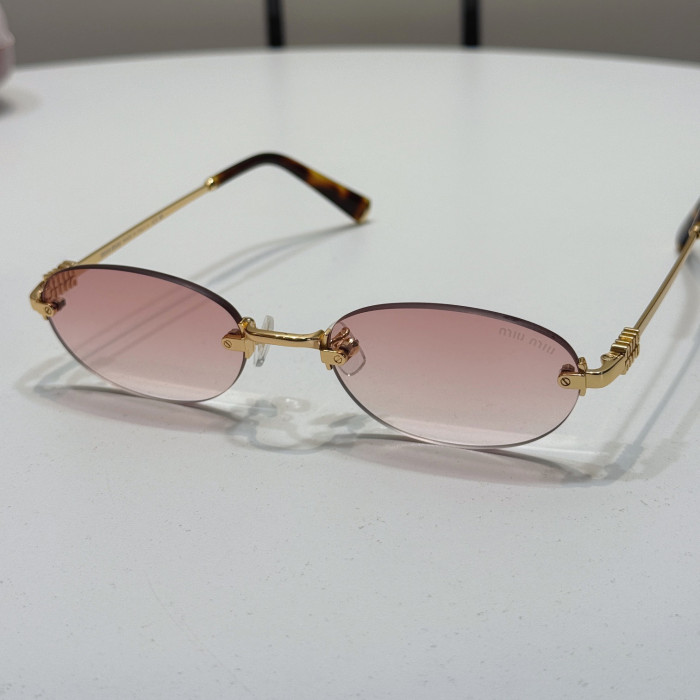 NIGO MiuMiu Men's And Women's Fashion Classic Rimless Oval Lens Temples Logo Sunglasses Eyewear Accessories #nigo78742