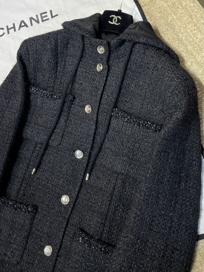 NIGO Chanel Women's Fall/Winter Multi-Pocket Tweed Solid Color Single-Breasted Long-Sleeve Hooded Jacket Ngvp #nigo2371