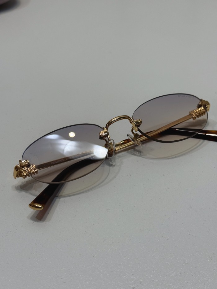 NIGO MiuMiu Men's And Women's Fashion Classic Rimless Oval Lens Temples Logo Sunglasses Eyewear Accessories #nigo78742