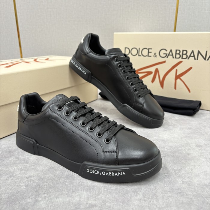 NIGO Dolce&Gabbana Men's And Women's Spring/Fall Fashion Casual Round Toe Lace Up Solid Color Leather Printed Rubber Sole Sneakers Shoes #nigo78728