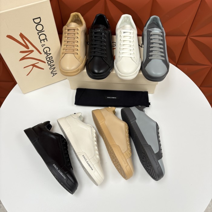 NIGO Dolce&Gabbana Men's And Women's Spring/Fall Fashion Casual Round Toe Lace Up Solid Color Leather Printed Rubber Sole Sneakers Shoes #nigo78728