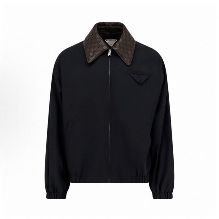 NIGO Bottega Veneta Men's Tech Cotton Zipper Woven Leather Collar Spring/Fall Solid Color Zipper Long Sleeve Jacket Ngvp #nigo2367