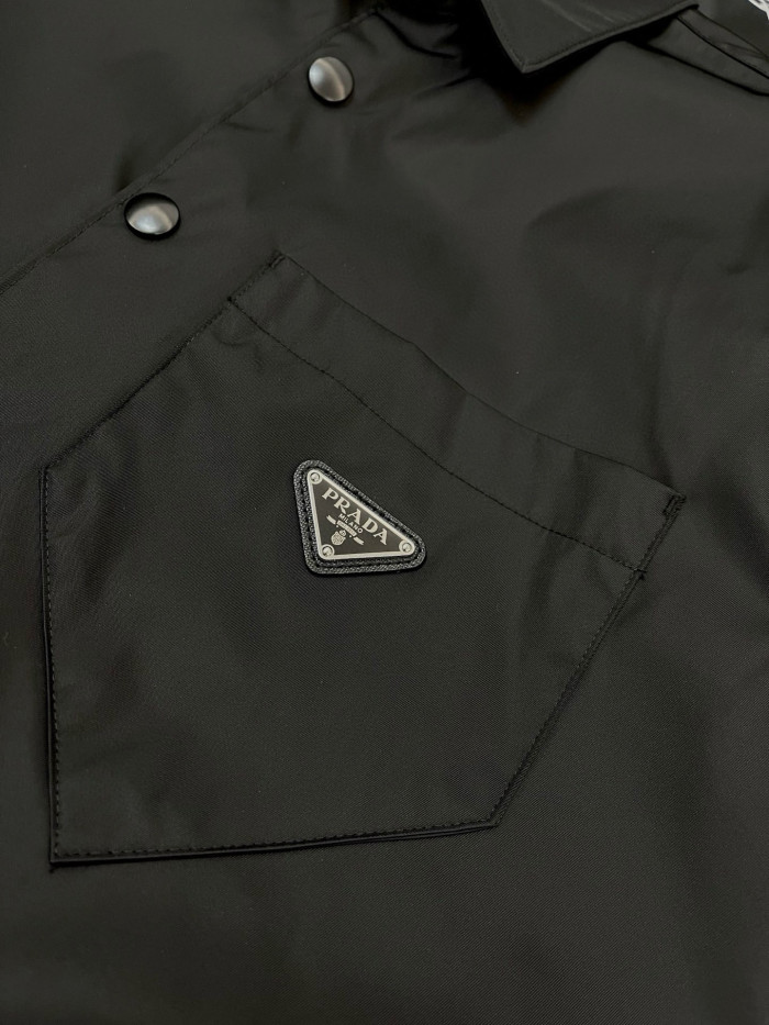 NIGO Prada Re-Nylon Men's Spring/Fall Fashion Casual Solid Color Collared Single Button Nylon Jacket Shirt #nigo78762