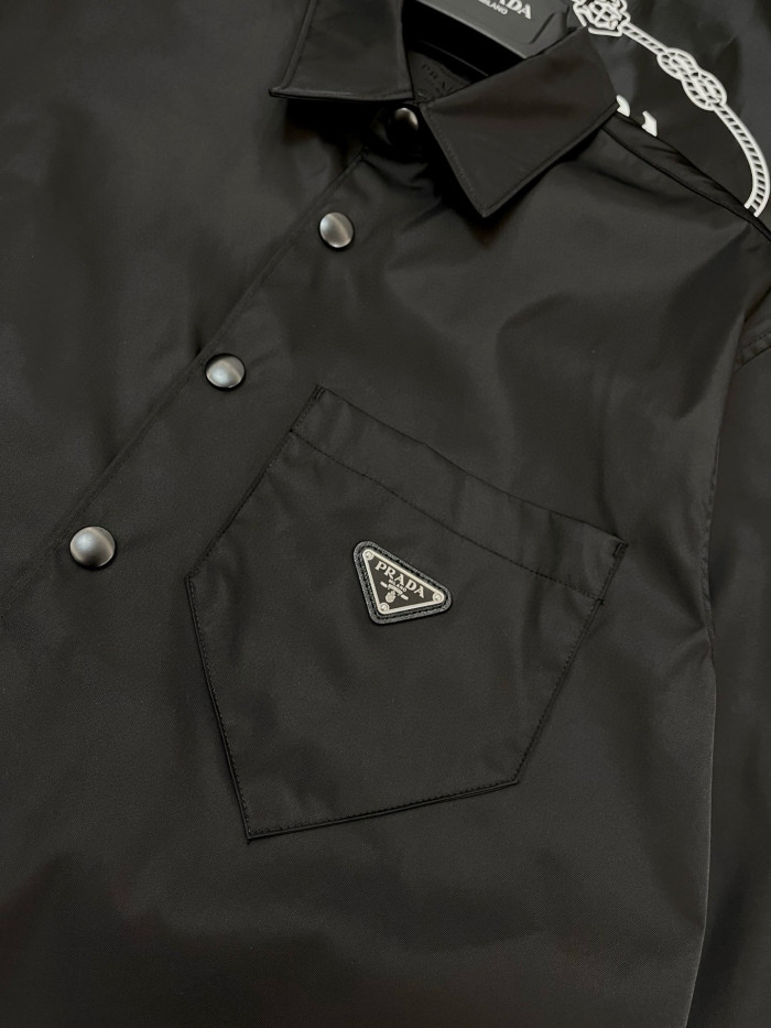 NIGO Prada Re-Nylon Men's Spring/Fall Fashion Casual Solid Color Collared Single Button Nylon Jacket Shirt #nigo78762