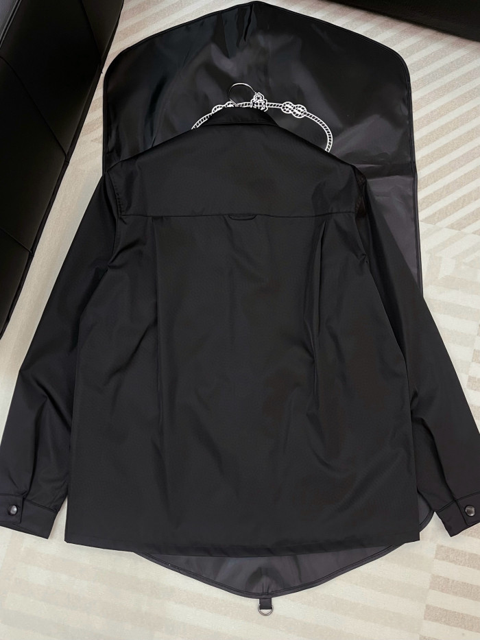 NIGO Prada Re-Nylon Men's Spring/Fall Fashion Casual Solid Color Collared Single Button Nylon Jacket Shirt #nigo78762