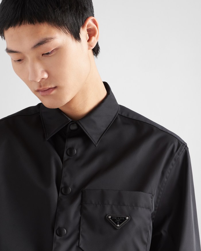 NIGO Prada Re-Nylon Men's Spring/Fall Fashion Casual Solid Color Collared Single Button Nylon Jacket Shirt #nigo78762