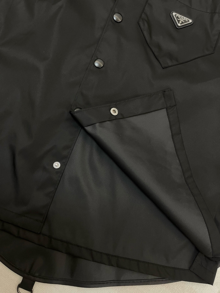 NIGO Prada Re-Nylon Men's Spring/Fall Fashion Casual Solid Color Collared Single Button Nylon Jacket Shirt #nigo78762