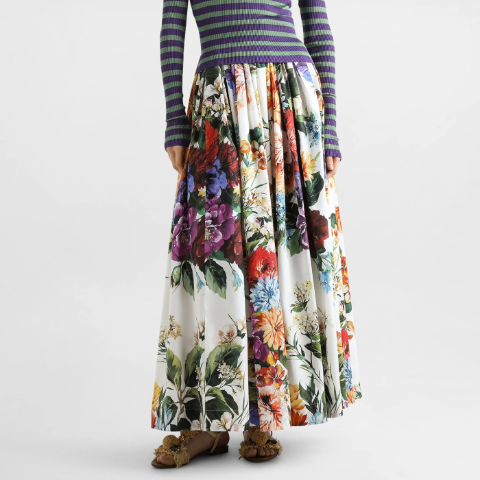 NIGO Dolce&Gabbana Women's Bouquet Flower-Print Summer Casual Wide Skirt Resort-Style Solid Color Skirt Ngvp #nigo2376
