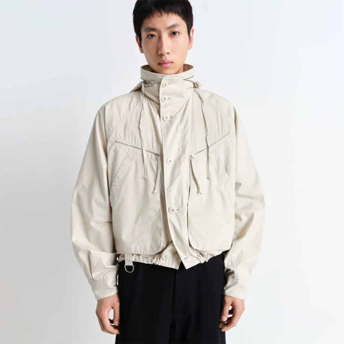 NIGO Lemaire Men's Spring/Fall Parachute Jacket Solid Color High-Neck Cotton Zipper Jacket with Zippered Pockets Ngvp #nigo2378