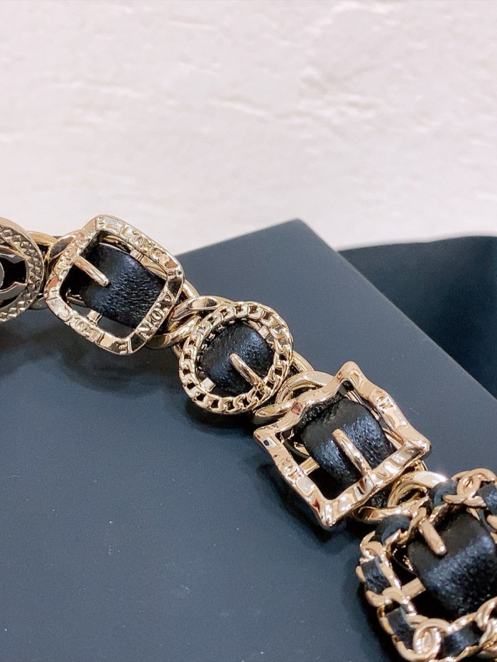 NIGO Chanel Men's And Women's Logo Metal Cowhide Patchwork Solid Color Chain Belt Accessories #nigo81561