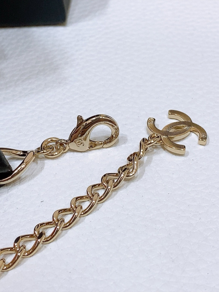 NIGO Chanel Men's And Women's Logo Metal Cowhide Patchwork Solid Color Chain Belt Accessories #nigo81561