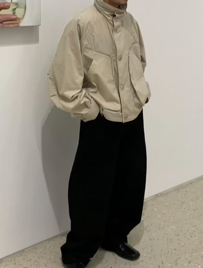 NIGO Lemaire Men's Spring/Fall Parachute Jacket Solid Color High-Neck Cotton Zipper Jacket with Zippered Pockets Ngvp #nigo2378
