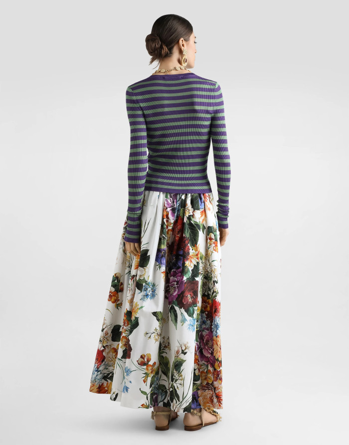 NIGO Dolce&Gabbana Women's Bouquet Flower-Print Summer Casual Wide Skirt Resort-Style Solid Color Skirt Ngvp #nigo2376