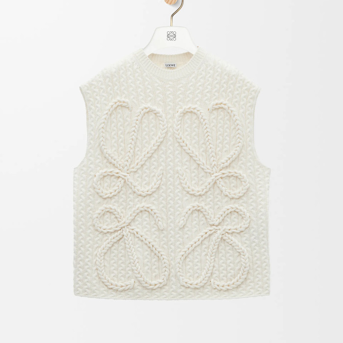 NIGO Loewe Women's High-Street Crew Neck Sleeveless Wool Vest Spring/Fall Logo Knit Sweater #nigo81567
