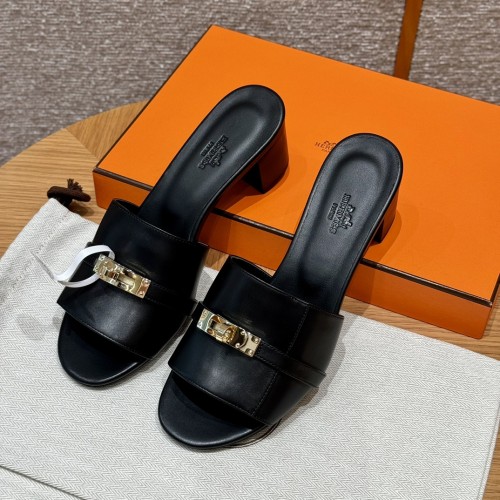NIGO Hermes Women's Summer Fashion Casual Round Toe Chunky Heel Leather Gigi Kelly High Heel Sandals Shoes #nigo78798