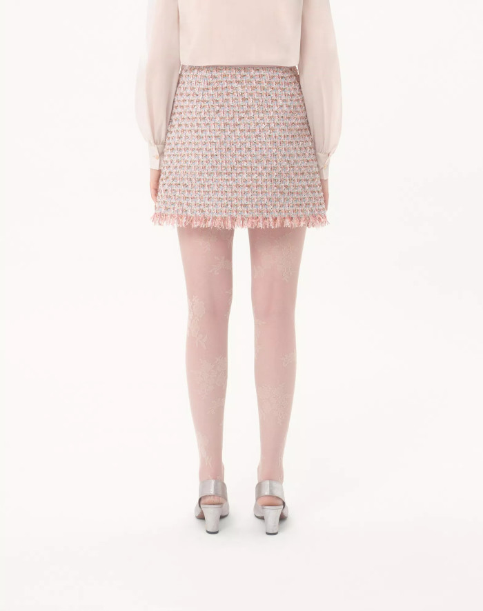NIGO Valentino ﻿Women's Spring/Summer/Fall Striped Knit Long-Sleeve Embroidered Ribbon Tweed Jacket Casual Solid-Color Mid-Waist Skirt Ngvp #nigo2384