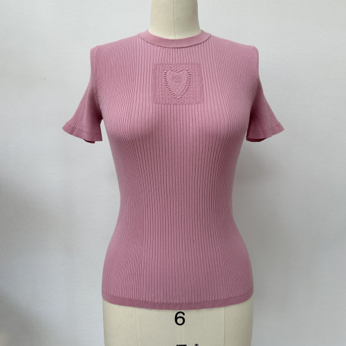 NIGO Chanel Women's Summer Fashion Casual Crew Neck Pullover Combed Cotton Yarn Solid Color Knit Short Sleeve T-Shirt #nigo78781