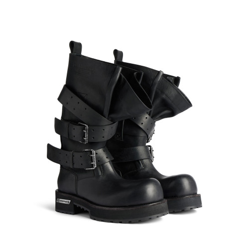 NIGO Balenciaga VENOM Men's  Fall/Winter Fashion Solid Color Round Toe Slip On Leather Buckle Fastened Knee High Boots Shoes #nigo78771