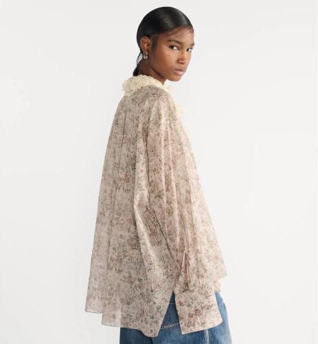 NIGO Dior Women's Spring/Fall Floral Print Lace Ruffled Collar Cotton Embroidered Solid Color Long-Sleeve Loose Fit Shirt Ngvp #nigo2382