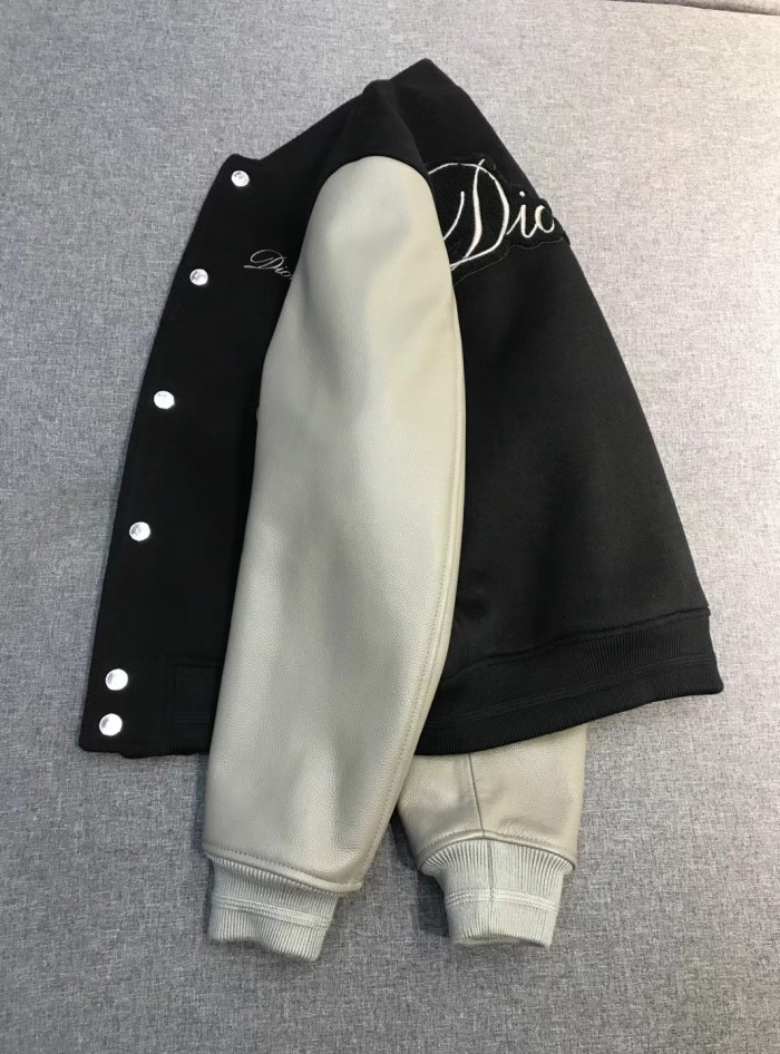 NIGO Dior Men's Spring/Fall Casual Fashion Crew Neck Single-Button Wool Tweed Jacket Leather Baseball Jacket #nigo78774