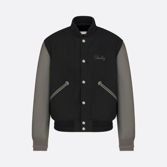 NIGO Dior Men's Spring/Fall Casual Fashion Crew Neck Single-Button Wool Tweed Jacket Leather Baseball Jacket #nigo78774