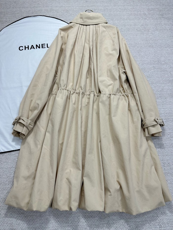 NIGO Chanel Women's Spring/Fall Casual Double Breasted Collared Long Print Trench Coat with Elastic Waistband Jacket #nigo78777