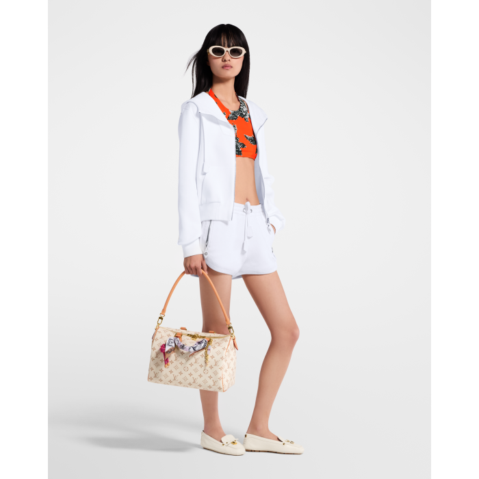 NIGO Louis Vuitton Women's Spring/Summer/Fall Leather-Detailed Zipper Cotton Long-Sleeve Hooded Sweatshirt Casual Solid-Color Drawstring Joggers Shorts Ngvp #nigo2383